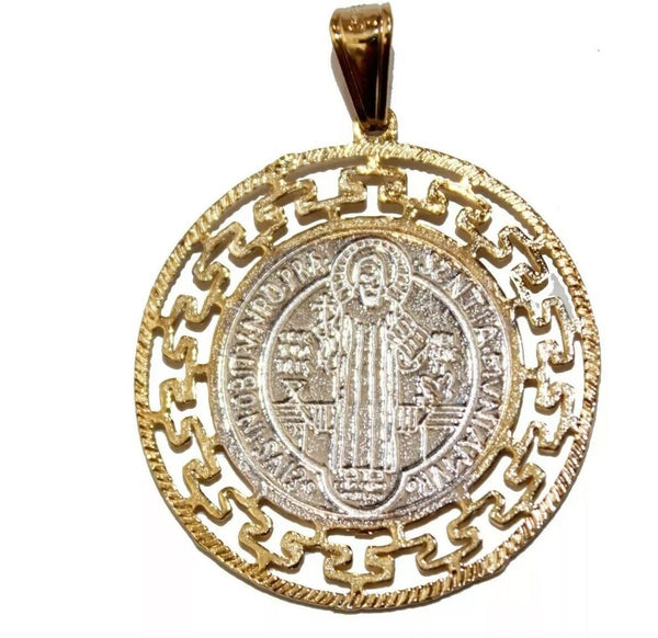 San Benito 18k Gold Plated Pendant 20 inch Chain  St.Benedict Medal protection