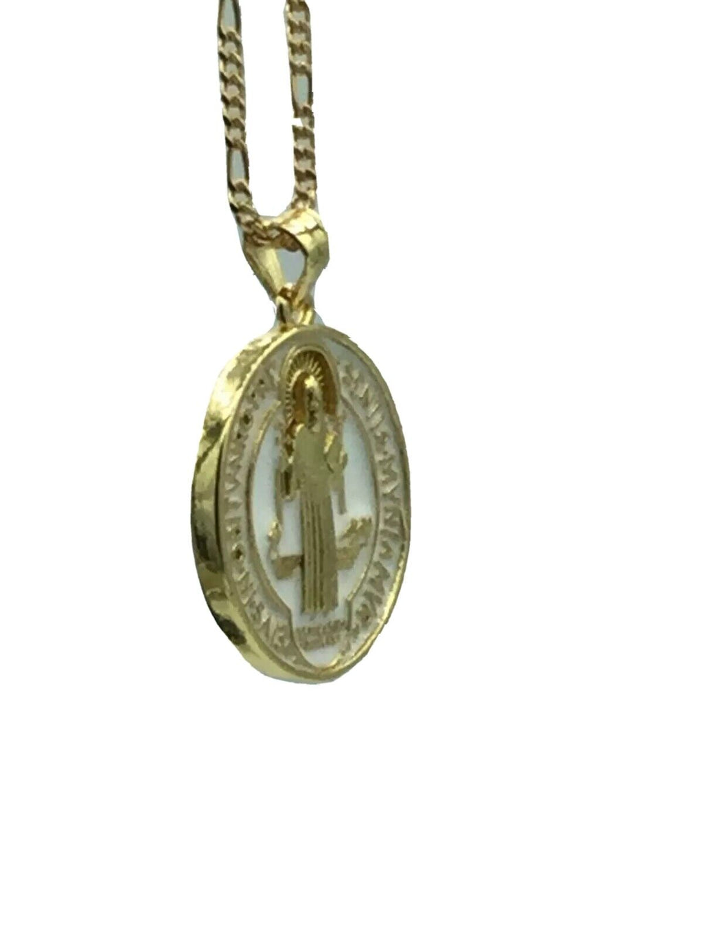 Catholic Saint St Benedict Medal Necklace Pendant Stainless Steel Cross Exorcism
