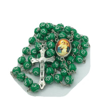 Our lady Of Schoenstatt Green Cross Beads Rosary Necklace La Mater Reina Madre