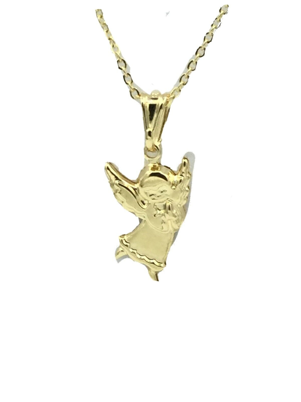 14K Gold Plated Praying Angel Pendant Charm Necklace Baby Kids white 16” Chain