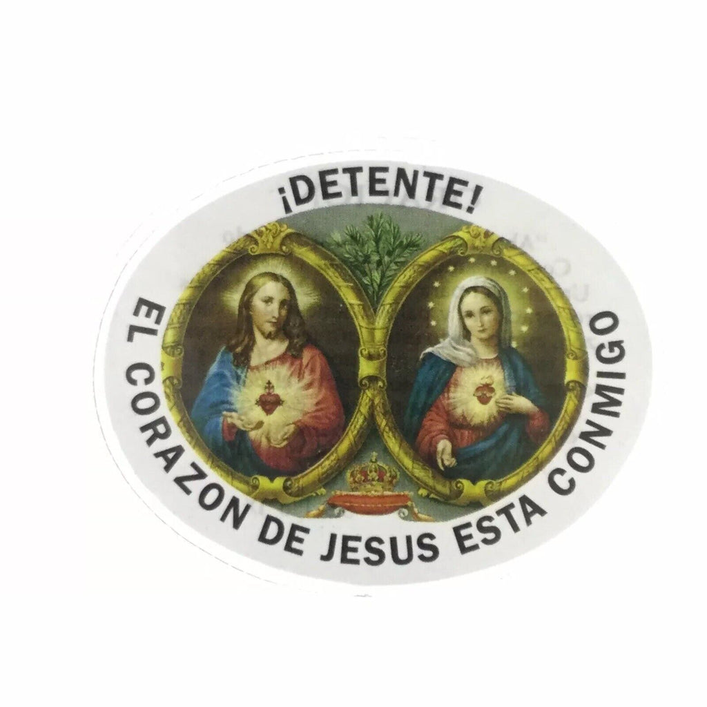 2XSACRED HEART OF JESUS , Mary DETENTE corazón de Jesús María laminated  Healing
