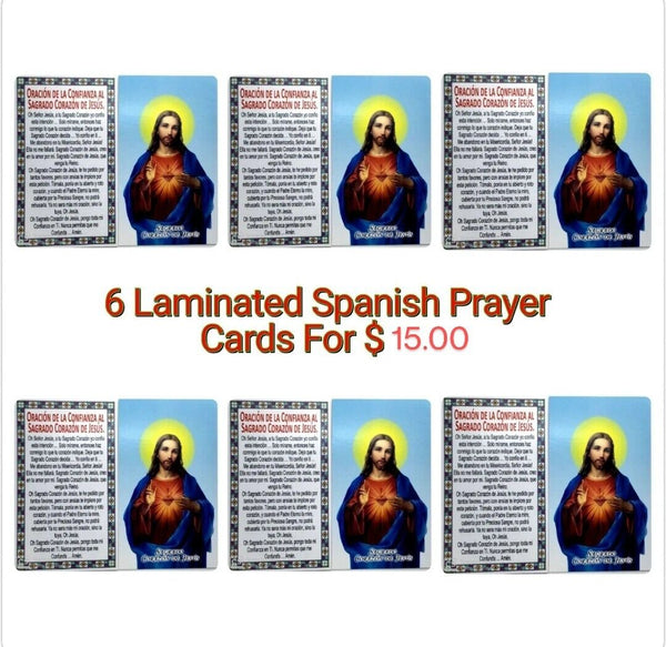 6 Corazón de Jesús Estampa  Laminada S.Heart of Jesus Prayer Holy card Spanish 