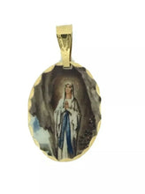 Virgen de Lourdes Medalla Our Lady of Lourdes Oval Medal 18k Gold Plated Medal