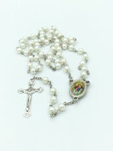 Virgen de Loerto Faux White Pearl Rosary Necklace Catholic home Protection Casa