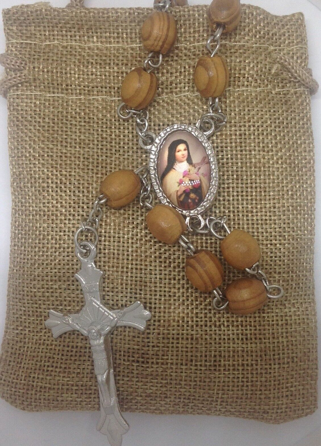 Saint Therese Rosary olive wood Jerusalem Santa Teresa Catholic Rosario madera
