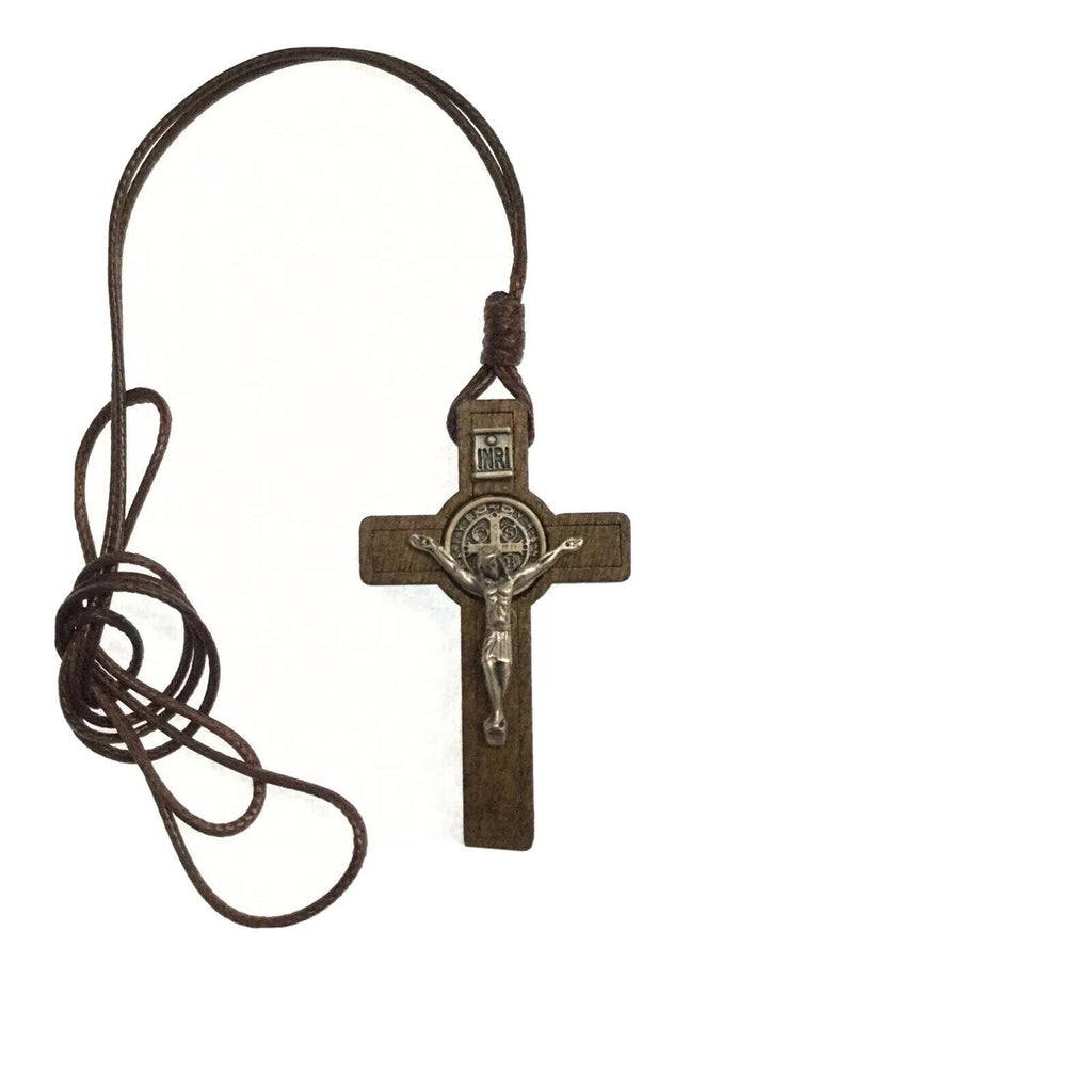 2”Saint St Benedict of Nursia Medal Cross Crucifix Pendant with Necklace 26 Inch