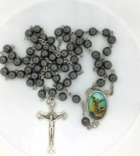 st.Saint Michael Archangel Rosary Hematite San Miguel arcángel Necklace Jesus