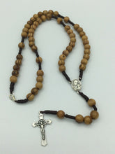 Olive Wooden rosary Necklace Jerusalem Soil Saint St.Benedict Medal Cross Benito