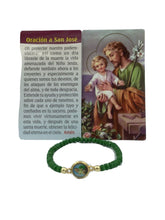Saint St.Joseph San Jose Green Stretch Adjustable Religious Catholic Bracelet 
