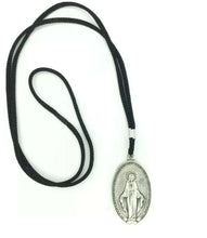  Large Miraculous Medal Virgin Mary Pendant Virgen Milagrosa Necklace Cord Italy