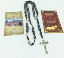 Rosary Hematite stone beads from Jerusalem with Holy Soil Terra Santa Holy Land 