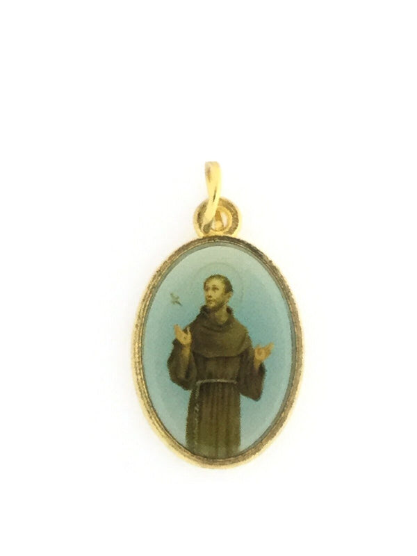 3 Gold Toned Image Catholic Saint Francis Medal Pendant, 1 Inch San Francisco