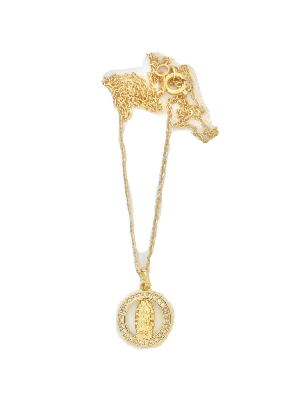 Our Lady Of Guadalupe 14k Gold Plated Medal Pendant Charm Necklace 16" Chain