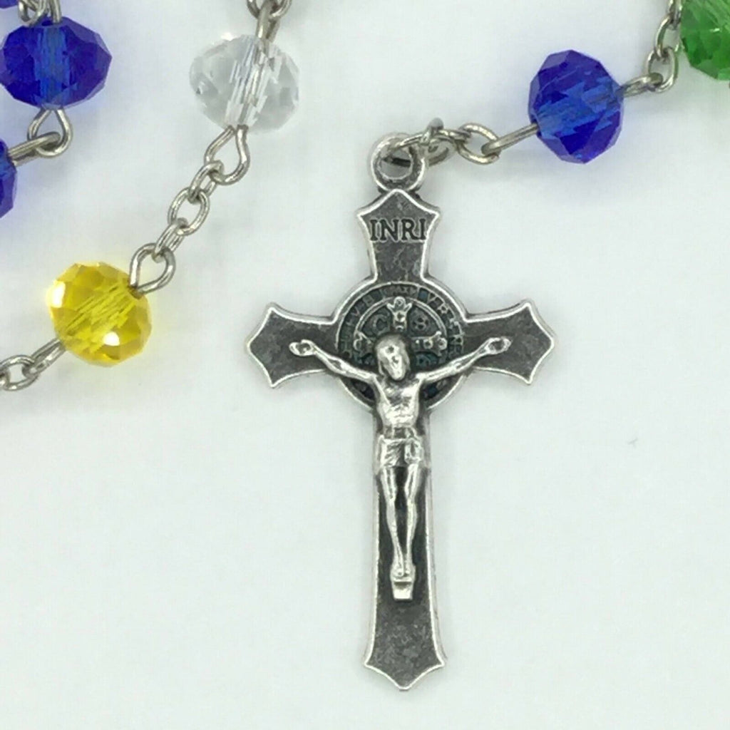 Saint St.Benedict Medal Cross Catholic multi-color  Rosary Missionary San Benito