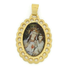 Virgen de la Mercedes Oval Medal our Lady Of Mercy Gold Plated Pendant Necklace 