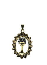 18k gold plated Monstrance oval Pendant Charm Medal Necklace Santísimo Eucharist