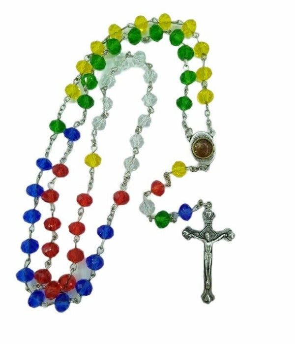 Missionary Rosary Cross Catholic multi-color Jerusalem soil Tierra Santa Cruz 