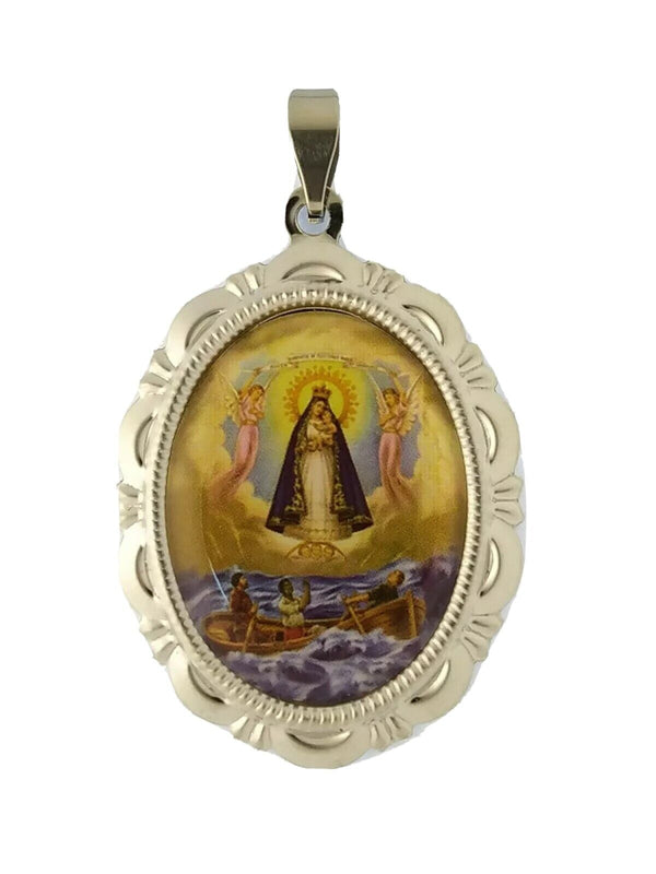 Caridad del Cobre Oval Medal Catholic Religious Stainless Steel Pendant Ochún