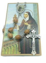 Saint Clare olive Wood Rosary Sacred Beads Jerusalem Necklace Oval Catholic Mary