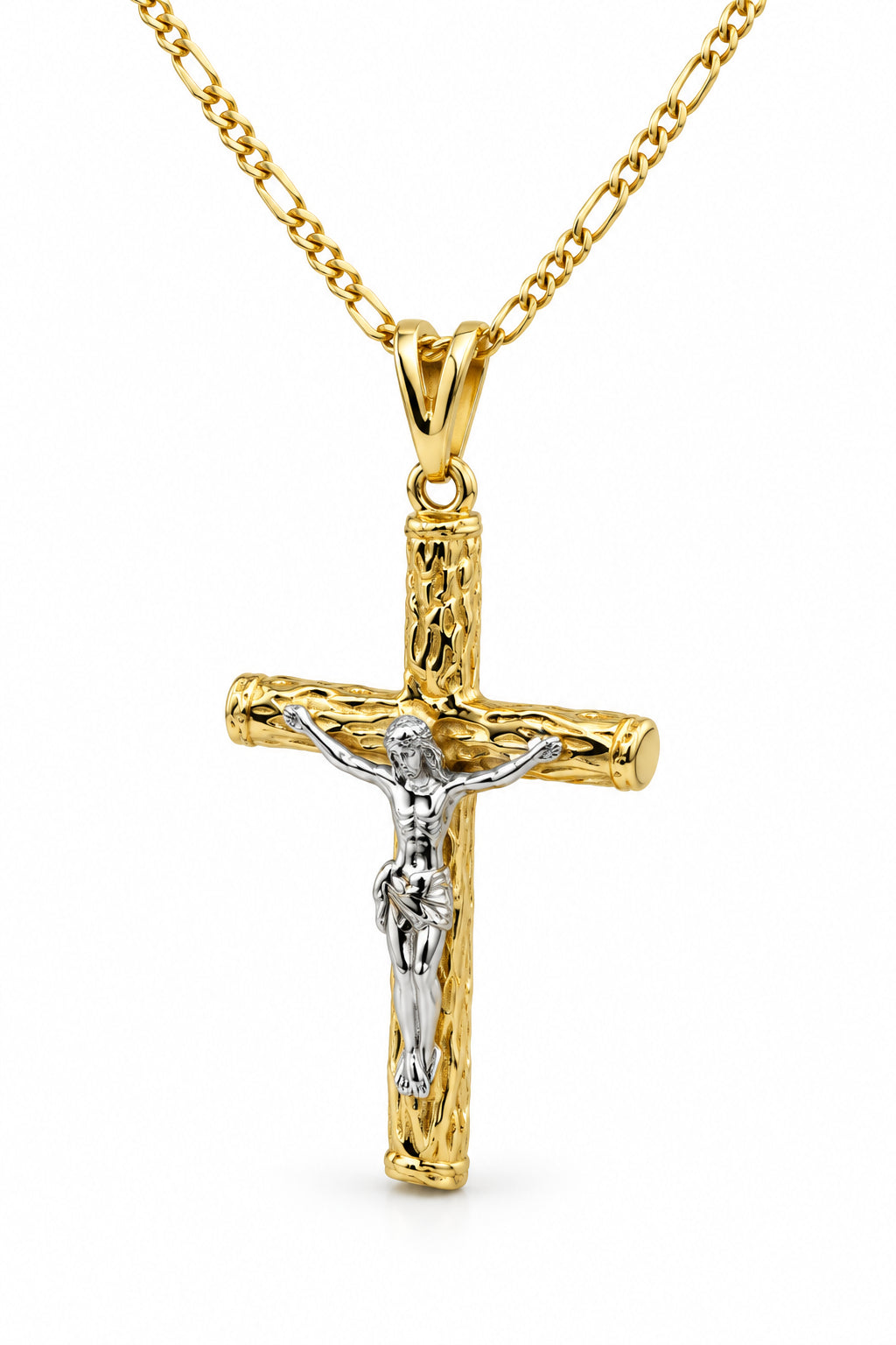 14K Yellow White GOLD PLATED Crucifix Cross Religious Necklace Pendant Men Women