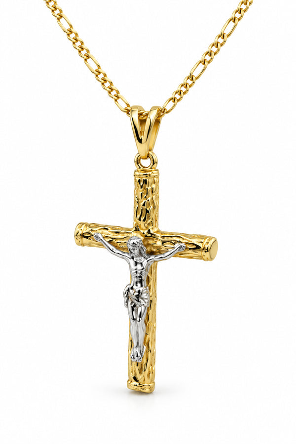 14K Yellow White GOLD PLATED Crucifix Cross Religious Necklace Pendant Men Women