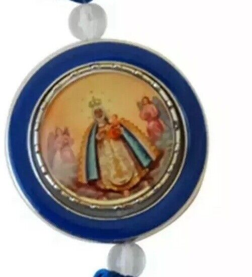 Virgen De Regla Medall rearview mirror Car Ornament blue hanging pendant Yoruba