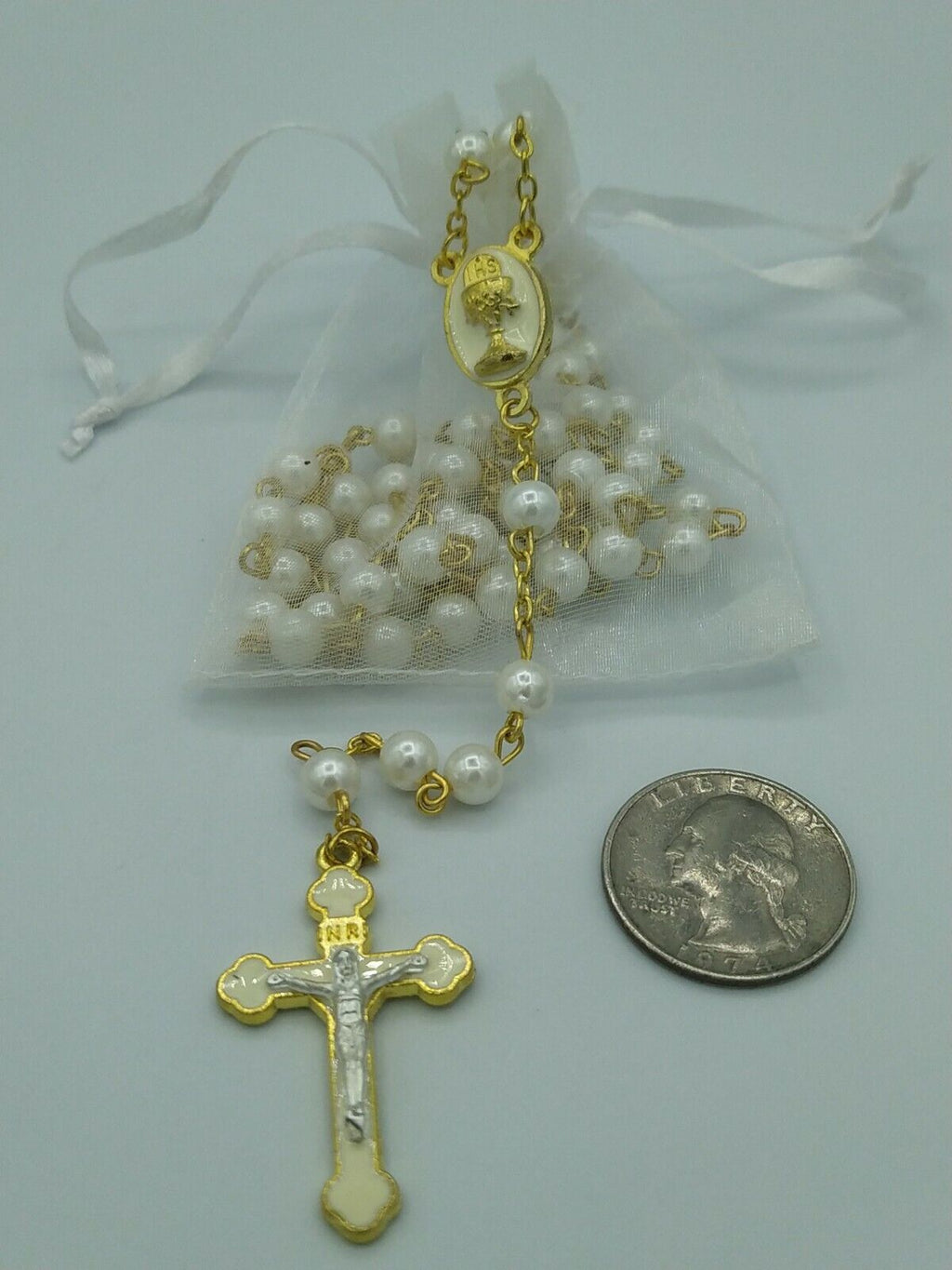 First Holy Communion faux pearl White pearl Rosary Rosario de Primera comunión