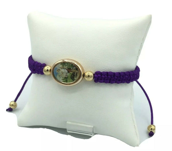 St.Saint Lazarus Bracelet San Lázaro Pulsera Morada Oval Purple Babalú-Ayé 