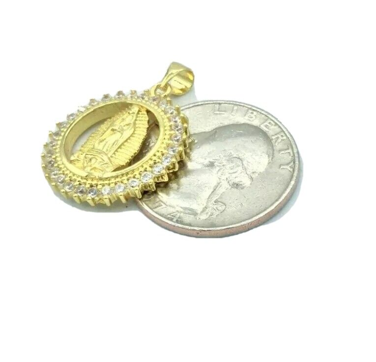 Virgin Mary Virgen de Guadalupe Necklace Gold Crystal  Catholic Jewelry Women 