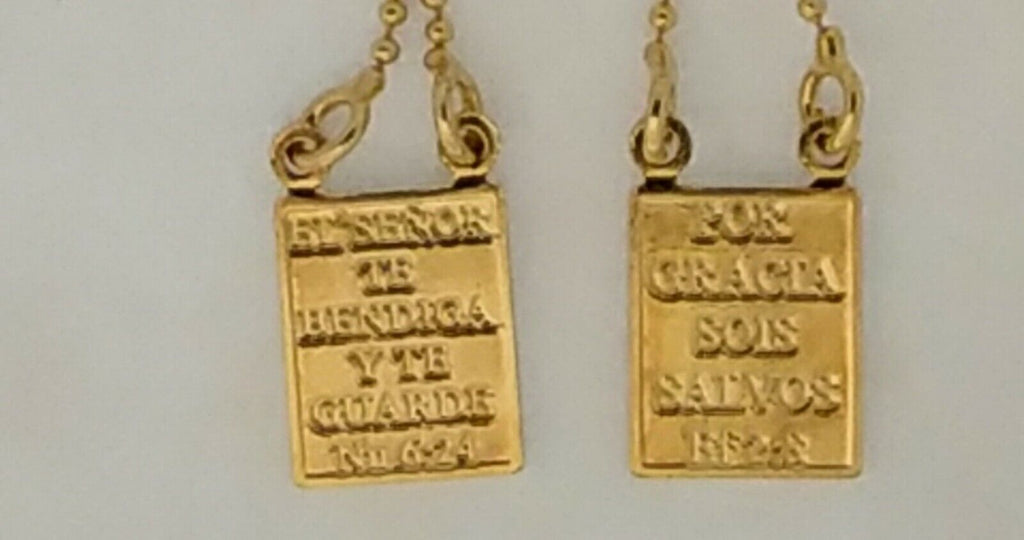 14k Gold Plated Our Lady Mt Carmel & Sacred Heart Jesus  Scapular Necklace 