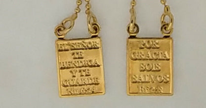 14k Gold Plated Our Lady Mt Carmel & Sacred Heart Jesus  Scapular Necklace 