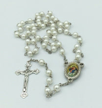 Virgen de Loerto Faux White Pearl Rosary Necklace Catholic home Protection Casa