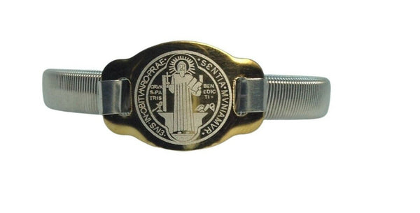 Set 12 X Stainless Steel Stretch Men's Bracelet Saint Benedict Medal San Benito