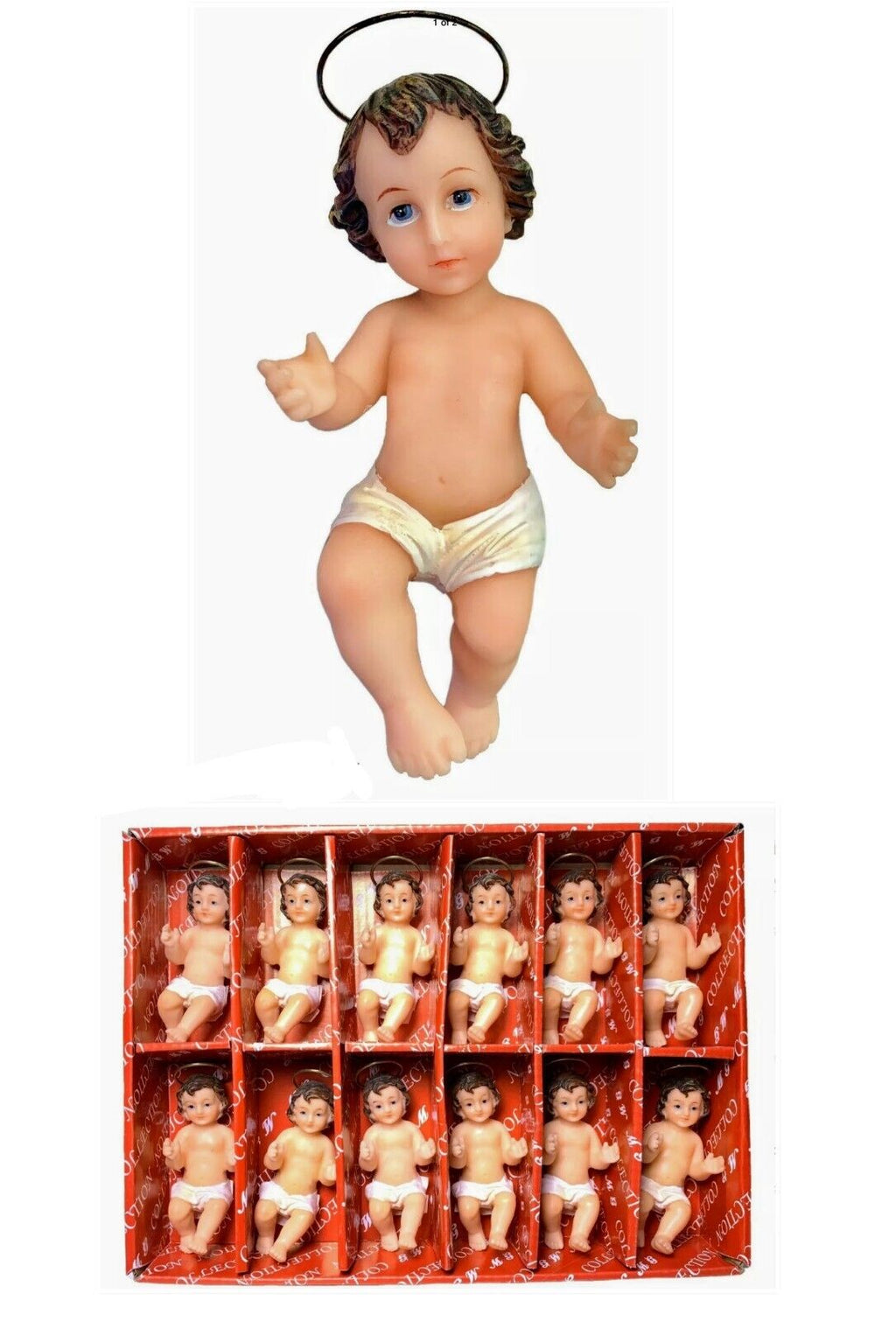 3" Baby Jesus Statue Christmas Figurine, Niño Jesús 12 Pcs Nativity Set [2807-4]