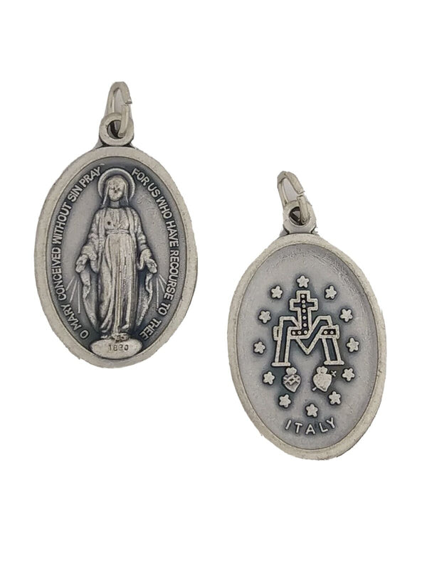 3X Miraclous Medal Medalla Virgen Milagrosa Silver Tone Metal W Prayer 1inch