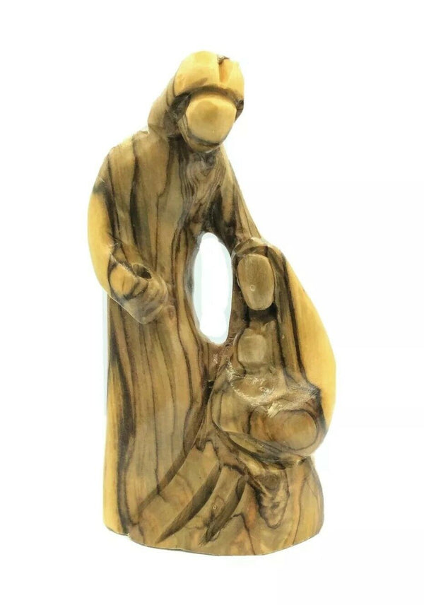 3" Holy Family Carving faceless Mary,Joseph,Baby Jesus Olive Wood Christmas Gift