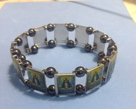 religious catholic Caridad del Cobre stainless steel Bracelet hematite stretch