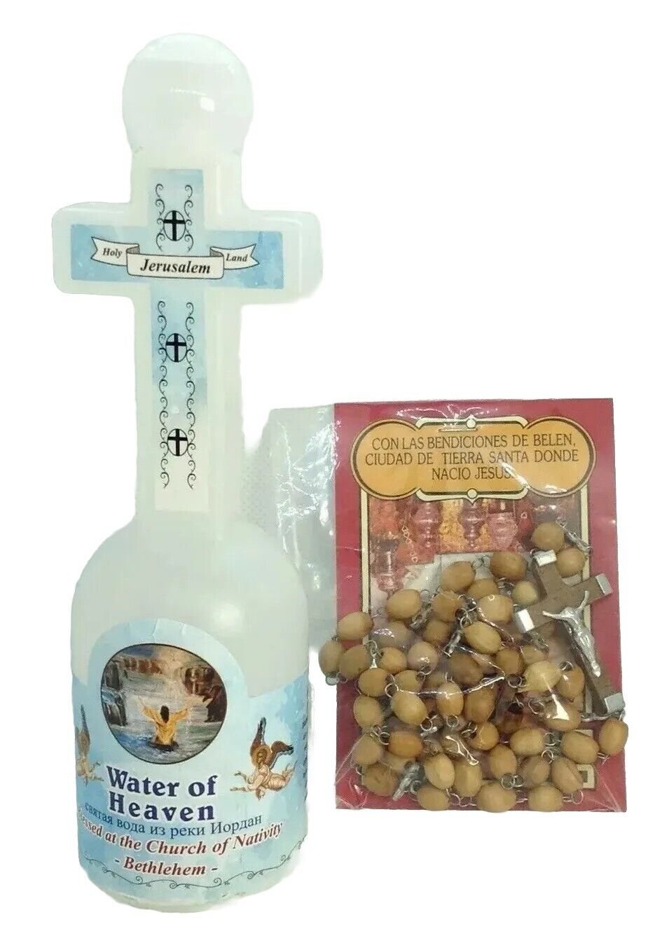 Holy Water of Heaven Blessed Jordan River Cross Bethlehem Holy Land Gift Rosary