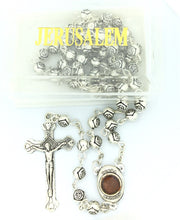 7 mm Rosebud Rosary Metal Beads Soil Jerusalem Jesus Cross pewter Cruz blessed 