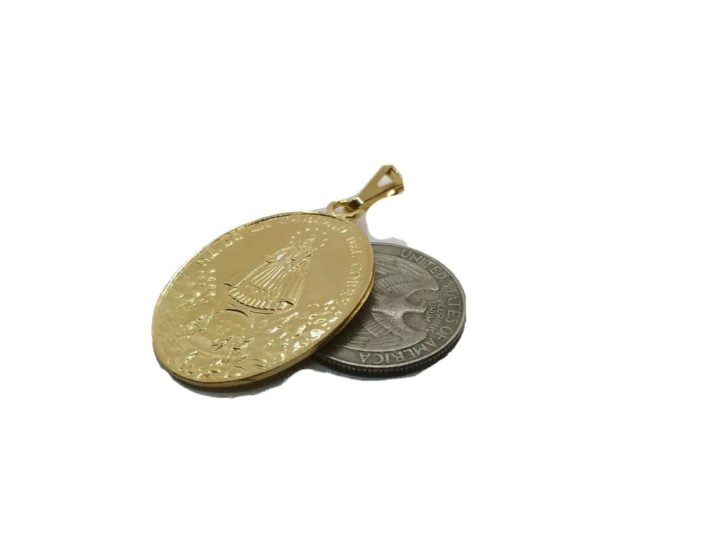 18k Caridad del Cobre Medal catholic Religious Pendant Prayer Card Cuba Mary