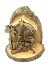 Olive Wood Mini Nativity Stable Christmas Scene Ornament from Bethlehem - Round