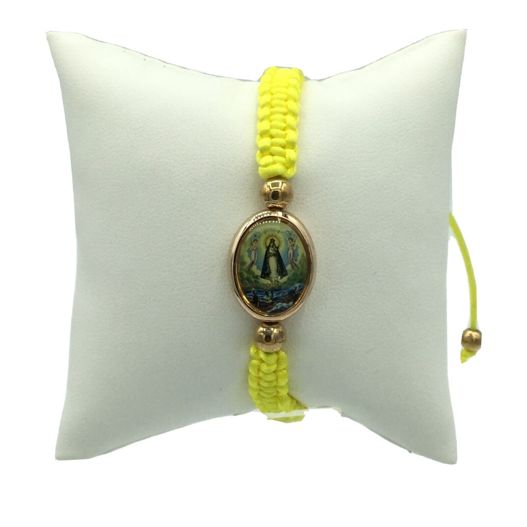 PULSERA DE LA CARIDAD DEL COBRE LADY OF CHARITY Yellow BRACELET CATHOLIC CHARM 