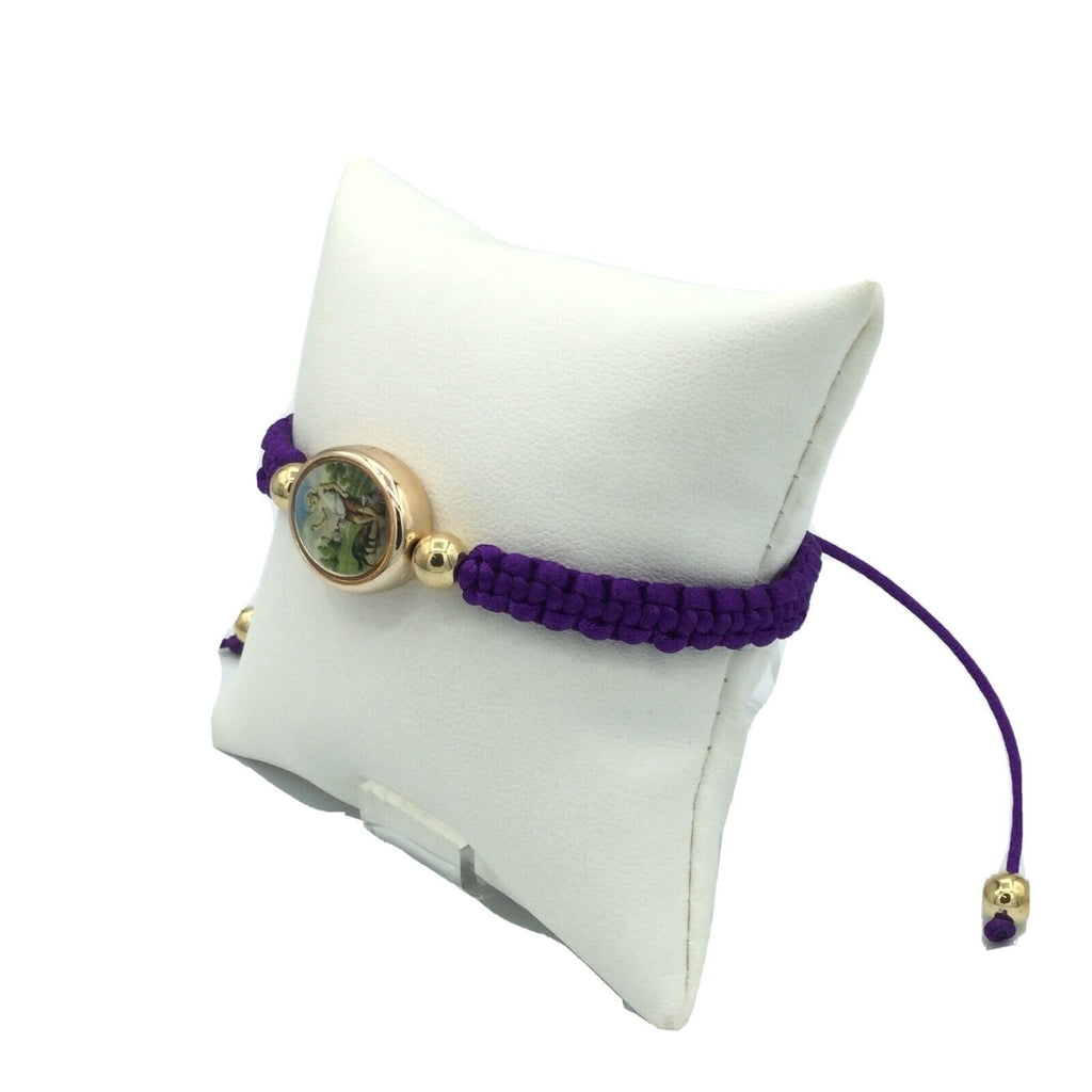St.Saint Lazarus Bracelet San Lázaro Pulsera Morada Oval Purple Babalú-Ayé 