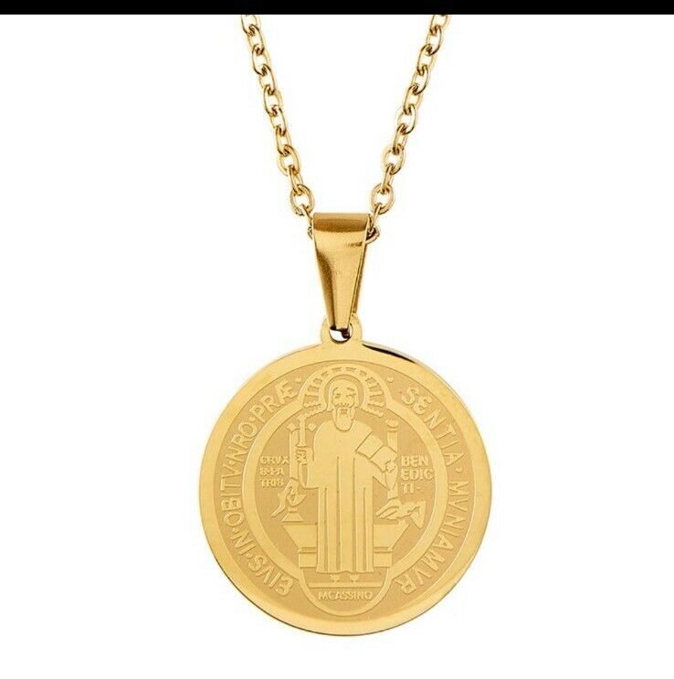 San Benito Pendant Charm Religious Patron Saint Medal St Benedict Necklace 18"