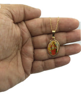 Santa St.Barbara Medal Yoruba Pendant Charm Necklace 18k Gold Plated 20' Chain