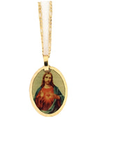 Sacred Jesus Heart  - Sagrado Corazon 14k Gold Plated Medal with 20 Inch Chain