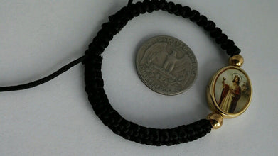  St. Santa Barbara Pulsera negra /Saint Barbara Black bracelet adjustable 