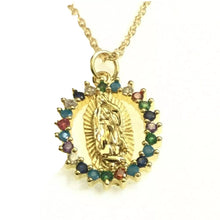 Gold Plated Virgen de Guadalupe Necklace Pendant Virgin Mary 20