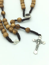 Olive Wooden rosary Necklace Jerusalem Soil Saint St.Benedict Medal Cross Benito