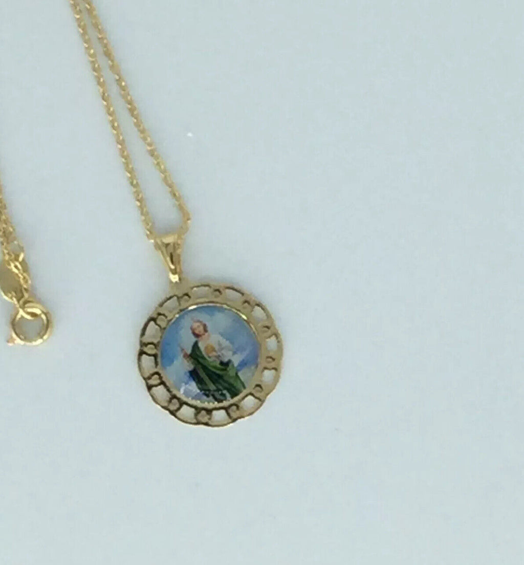 St.Jude Thaddeus Pendant San Judas Tadeo 18K Gold Plated with 20 inch Chain